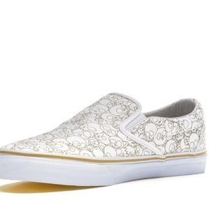 Vans White & Gold Skull Takashi Murakami Slip-On Loafers